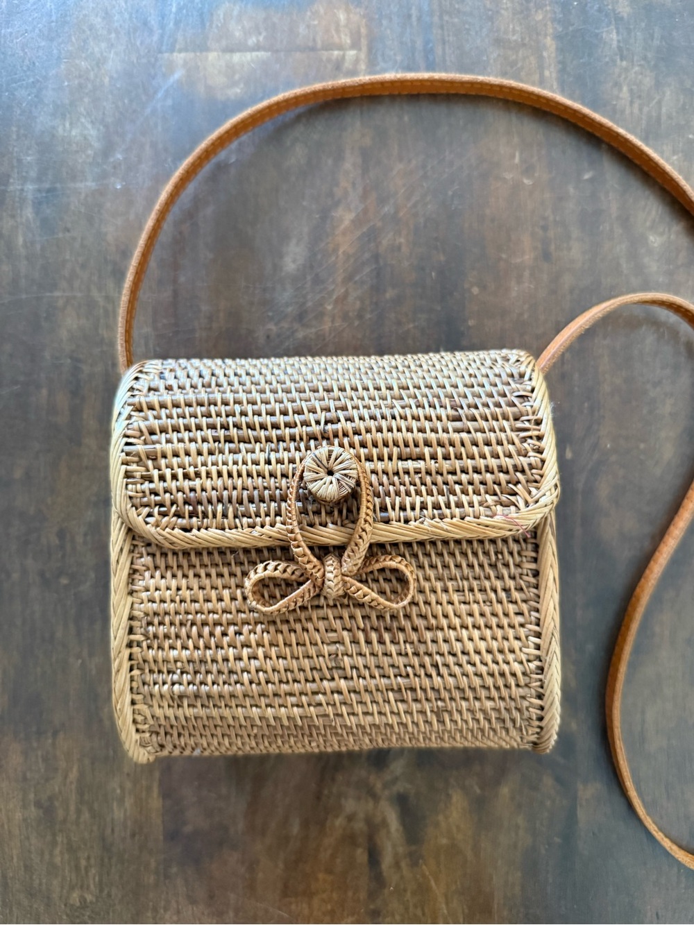 Woven Rattan Crossbody Bag